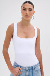 NEW STANDARD SQUARE NECK SLEEVELESS BODYSUIT IN WHITE