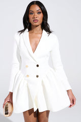 HBIC BLAZER MINI DRESS IN WHITE