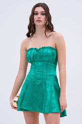 QUEEN OF IT ALL PRINTED SATIN MINI DRESS