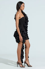 STAR OF THE SHOW RUFFLE MINI DRESS