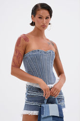DARLING LACE TRIM DENIM CORSET