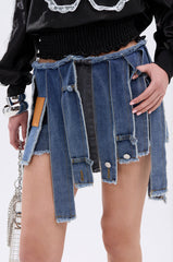 STRIPPED DENIM SKIRT