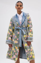 LIFE IN COLOR FLORAL DENIM TRENCH