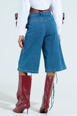 GRUNGE ROSE DENIM BERMUDA SHORTS