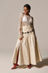 CLAIRE EXPOSED SEAMS MIDI SKIRT