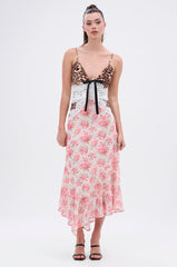 CARRIE CODED SATIN MIDI DRESS