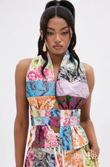 MIXED FEELINGS BROCADE HALTER BLOUSE