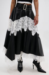 SARA BELTED LACE TRIM SKIRT