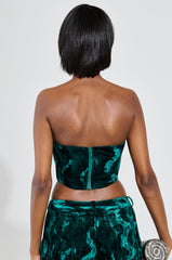 GREEN WITH ENVY VELVET CORSET TOP