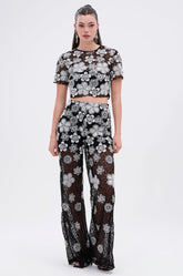 FLORAL SEQUIN MESH PANT