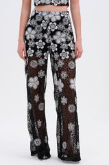 FLORAL SEQUIN MESH PANT