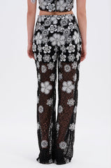 FLORAL SEQUIN MESH PANT