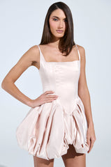 JULIET SATIN MINI DRESS IN LIGHT PINK