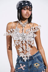 BLINDED BY THE LIGHTS RHINESTONE TOP