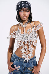BLINDED BY THE LIGHTS RHINESTONE TOP