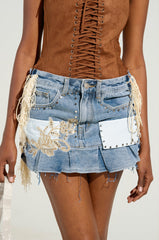 DREAM CATCHER LIGHT BLUE DENIM MINI SKIRT