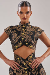 KAYLA BROCADE LONG SLEEVE BLOUSE