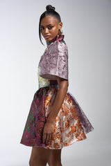 STAY WITH ME BROCADE MINI DRESS