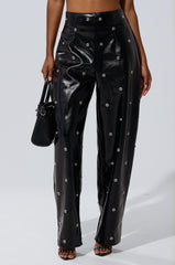 WORK IT BABY FAUX LEATHER BARREL PANT