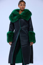 SEEING GREEN FUR TRIM TRENCH
