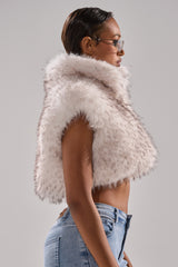 COCO CROPPED FUR VEST IN WHITE MULTI