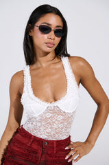 DAINTY LIL THING LACE SLEEVELESS BODYSUIT