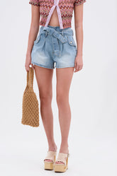 GUESS WHO DENIM SHORT WITH TIE BELT