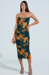 SHES UNFORGETTABLE ABSTRACT MESH MIDI DRESS