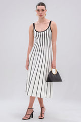 LETS GET IT GOING KNIT STRIPE MIDI DRESS