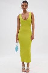 BETWEEN THE LINES MIDI DRESS IN LIME