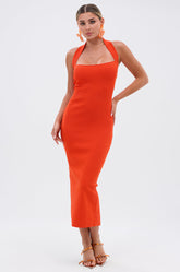 WISH YOU WELL MIDI DRESS IN ORANGE
