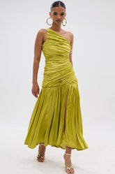 LIFE OF THE PARTY SATIN MIDI DRESS