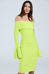 WORK OF ART BANDAGE MIDI DRESS IN LIME
