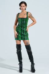 ON THE MOVE SNAKE PU MINI DRESS
