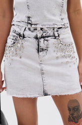 FEELING FREE GREY DENIM MINI SKIRT