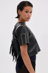 ROCKSTAR STUDDED FRINGE TOP