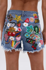 KISS MY PATCH DENIM SHORT