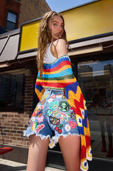 KISS MY PATCH DENIM SHORT