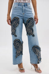 REBIRTH BUTTERFLY PATCH JEANS