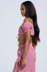 LET ME LIVE GINGHAM CROP TOP