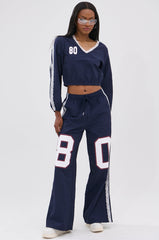 LACE TRIM NYLON TRACK PANT