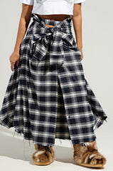 NEED YOU PLAID MAXI SKIRT