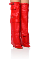 AZLAEA WANG ALEXIA RED WEDGE BOOT