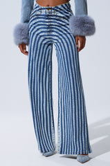 LETS GET CRAZY STRIPE WIDE LEG DENIM