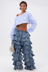LOOK THIS WAY RUFFLE DENIM PANT