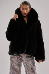 NO LOOKING BACK FAUX FUR IN BLACK