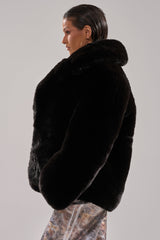 NO LOOKING BACK FAUX FUR IN BLACK