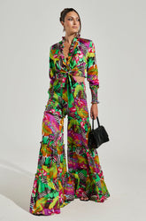 ON VACAY WIDE LEG PANT IN GREEN MULTI