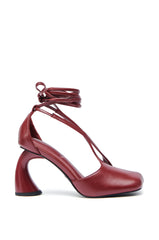 AZALEA WANG BUIKY BURGUNDY OPEN TOE PUMP
