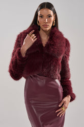 CADENCE FAUX FUR IN BURGUNDY